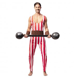 Costume da Strongman del circo con strisce per uomo