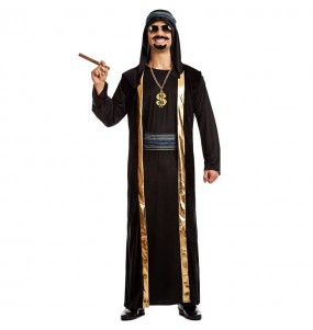 Costume da Sceicco arabo in nero e oro per uomo