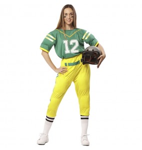 Costume da Giocatora di football americano verde per donna