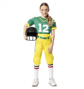 Costume da Giocatora di football americano verde per bambina