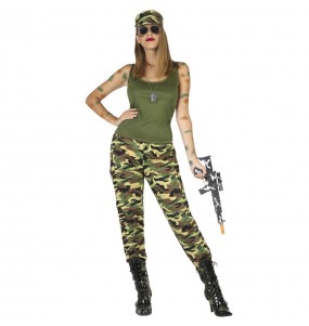 Costume da Militare verde per donna