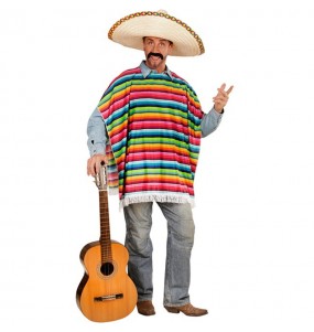 Costume da Poncho messicano multicolore per uomo