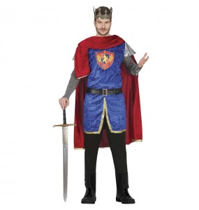 Costume da Re medievale con mantello rosso per uomo