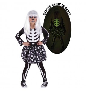 Vestito Skelita Glow in Dark bambine per una festa ad Halloween