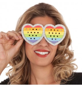 I più divertenti Occhiali cuore arcobaleno per feste in maschera