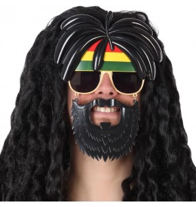 I più divertenti Occhiali rastafariani con barba per feste in maschera
