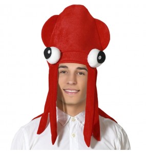 Cappello rosso a forma di calamaro per completare il costume