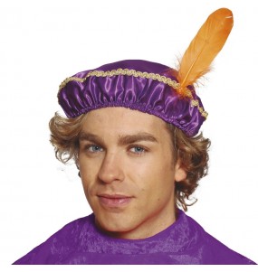 Cappello da paggio viola per completare il costume