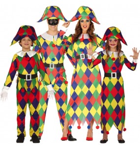 Costumi Arlecchini Multicolori per gruppi e famiglie