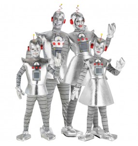 Costumi Robot d'argento per gruppi e famiglie