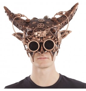 Maschera Steampunk con corna per poter completare il tuo costume Halloween e Carnevale