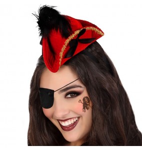 Mini cappello da pirata rosso per completare il costume