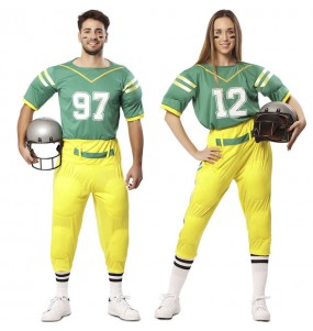 Costumi di coppia Giocatori di football americano in uniforme verde