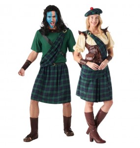 Costumi di coppia Escocesi verdi di Braveheart