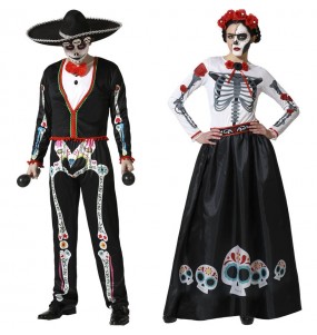 Costumi di coppia Scheletri messicani per il giorno dei morti