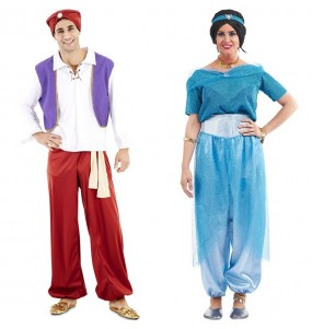 Costumi di coppia Principe Aladino e principessa Jasmine