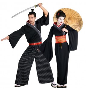 Costumi di coppia Samurai e geishe dell'antico Giappone