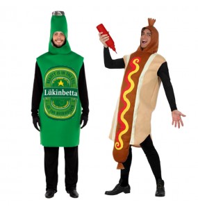 L'originale e divertente coppia di Bottiglia di Birra e Hot Dog per travestirsi con il proprio compagno