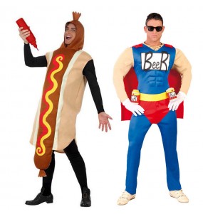 L'originale e divertente coppia di Hot Dog e Supereroe della Birra per travestirsi con il proprio compagno