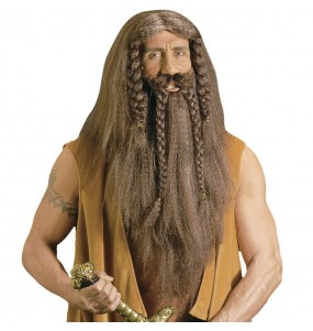 Parrucca da cavernicolo con barba e baffi per completare il costume