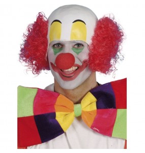 Parrucca rossa da clown con testa calva per completare il costume