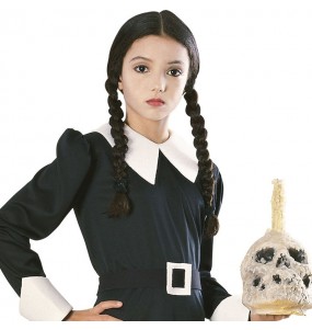 Parrucca Mercoledì della Famiglia Addams per bambina per completare il costume di paura