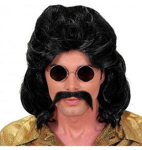Parrucca con baffi moda anni \'70 per completare il costume