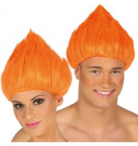 La più divertente Parrucca troll arancione per feste in maschera