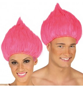 La più divertente Parrucca troll rosa per feste in maschera