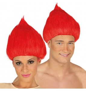 La più divertente Parrucca troll rossa per feste in maschera