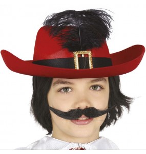 Cappello da Moschettiere Rosso per bambini per completare il costume