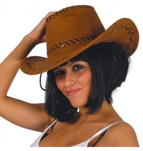Cappello da cowboy marrone chiaro con effetto pelle per completare il costume
