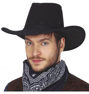 Cappello da cowboy nero effetto pelle per completare il costume