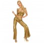 Travestimento Pantaloni Olografico Oro donna per divertirsi e fare festa