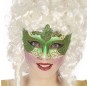 Maschera veneziana verde con brillantini per completare il costume