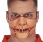 Mezza maschera in lattice con bocca cucita per completare il costume di paura