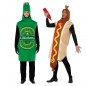 L\'originale e divertente coppia di Bottiglia di Birra e Hot Dog per travestirsi con il proprio compagno