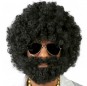 La più divertente Parrucca afro con barba per feste in maschera