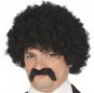 La più divertente Parrucca Pulp Fiction con baffi nera per feste in maschera