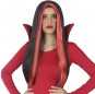 Parrucca da vampira con ciuffo rosso per completare il costume di paura